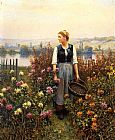 Girl with a Basket in a Garden by Daniel Ridgway Knight